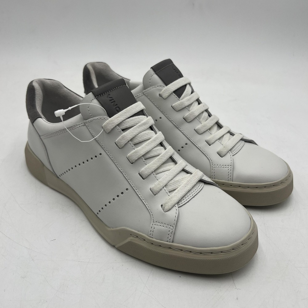 Vince Mercer Shoes Mens 7.5 White Gray Leather Low Top Casual Sneakers Classic - Picture 1 of 10